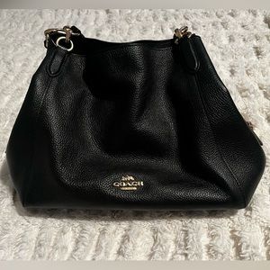 Coach Hallie Pebble Black Leather Shoulder Bag